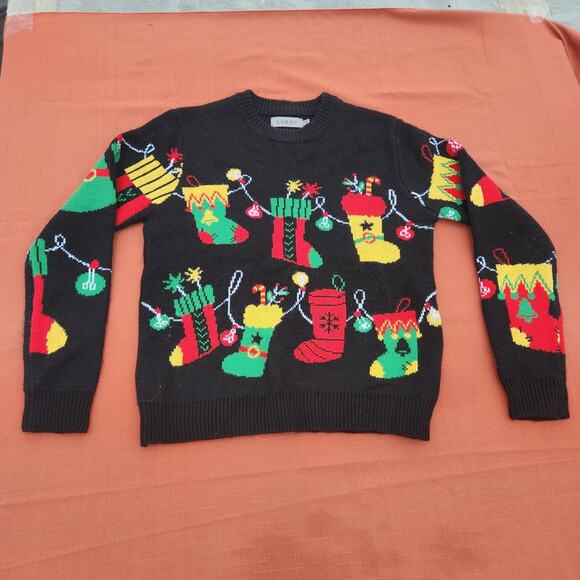 Lubot Woman’s Sz Small UGLY Christmas Black Sweater Stockings Holiday - Picture 8 of 8